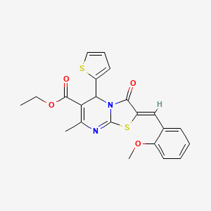 molecular formula C22H20N2O4S2 B15041499 ethyl (2Z)-2-(2-methoxybenzylidene)-7-methyl-3-oxo-5-(thiophen-2-yl)-2,3-dihydro-5H-[1,3]thiazolo[3,2-a]pyrimidine-6-carboxylate 