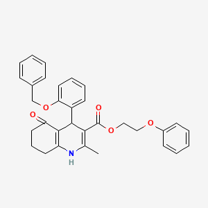 molecular formula C32H31NO5 B15041525 2-Phenoxyethyl 4-[2-(benzyloxy)phenyl]-2-methyl-5-oxo-1,4,5,6,7,8-hexahydroquinoline-3-carboxylate 