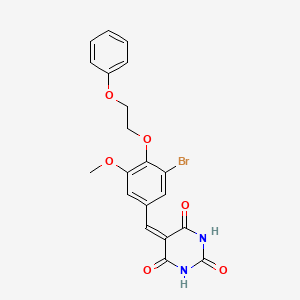 molecular formula C20H17BrN2O6 B15041530 5-[3-bromo-5-methoxy-4-(2-phenoxyethoxy)benzylidene]pyrimidine-2,4,6(1H,3H,5H)-trione 