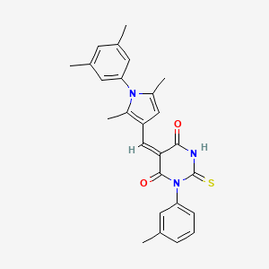 (5E)-5-{[1-(3,5-dimethylphenyl)-2,5-dimethyl-1H-pyrrol-3-yl]methylidene}-1-(3-methylphenyl)-2-sulfanylpyrimidine-4,6(1H,5H)-dione