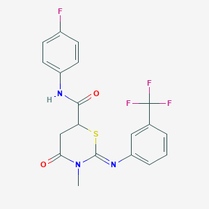 (2E)-N-(4-Fluorophenyl)-3-methyl-4-oxo-2-{[3-(trifluoromethyl)phenyl]imino}-1,3-thiazinane-6-carboxamide