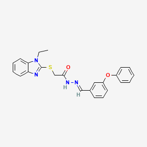 2-[(1-ethyl-1H-benzimidazol-2-yl)sulfanyl]-N'-[(E)-(3-phenoxyphenyl)methylidene]acetohydrazide