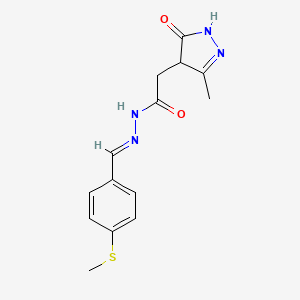 2-(3-hydroxy-5-methyl-4H-pyrazol-4-yl)-N'-{(E)-[4-(methylsulfanyl)phenyl]methylidene}acetohydrazide