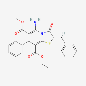 8-ethyl 6-methyl (2Z)-5-amino-2-benzylidene-3-oxo-7-phenyl-2,3-dihydro-7H-[1,3]thiazolo[3,2-a]pyridine-6,8-dicarboxylate