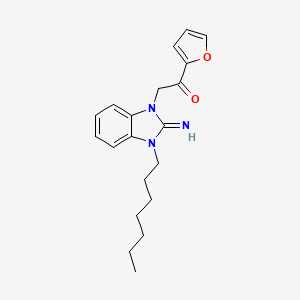 molecular formula C20H25N3O2 B15041609 1-Furan-2-yl-2-(3-heptyl-2-imino-2,3-dihydro-benzoimidazol-1-yl)-ethanone 