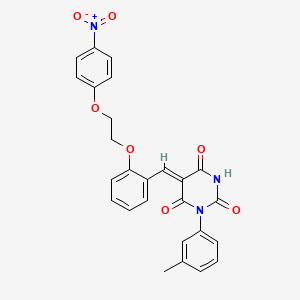 (5Z)-1-(3-Methylphenyl)-5-({2-[2-(4-nitrophenoxy)ethoxy]phenyl}methylidene)-1,3-diazinane-2,4,6-trione