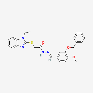 molecular formula C26H26N4O3S B15041653 N'-{(E)-[3-(benzyloxy)-4-methoxyphenyl]methylidene}-2-[(1-ethyl-1H-benzimidazol-2-yl)sulfanyl]acetohydrazide 