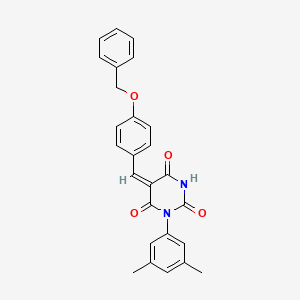 molecular formula C26H22N2O4 B15041662 (5E)-5-[4-(benzyloxy)benzylidene]-1-(3,5-dimethylphenyl)pyrimidine-2,4,6(1H,3H,5H)-trione 