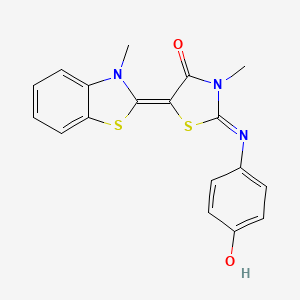 molecular formula C18H15N3O2S2 B15041666 (2Z,5Z)-2-[(4-hydroxyphenyl)imino]-3-methyl-5-(3-methyl-1,3-benzothiazol-2(3H)-ylidene)-1,3-thiazolidin-4-one 