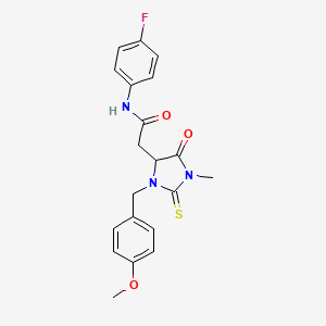 N-(4-fluorophenyl)-2-[3-(4-methoxybenzyl)-1-methyl-5-oxo-2-thioxoimidazolidin-4-yl]acetamide