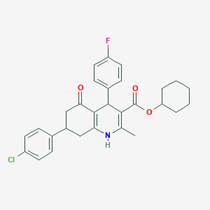 molecular formula C29H29ClFNO3 B15041679 Cyclohexyl 7-(4-chlorophenyl)-4-(4-fluorophenyl)-2-methyl-5-oxo-1,4,5,6,7,8-hexahydroquinoline-3-carboxylate 