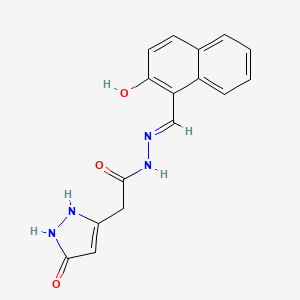 molecular formula C16H14N4O3 B15041731 2-(5-Hydroxy-1H-pyrazol-3-YL)-N'-[(E)-(2-hydroxynaphthalen-1-YL)methylidene]acetohydrazide 