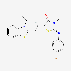 molecular formula C21H18BrN3OS2 B15041763 (2Z,5Z)-2-[(4-bromophenyl)imino]-5-[(2E)-2-(3-ethyl-1,3-benzothiazol-2(3H)-ylidene)ethylidene]-3-methyl-1,3-thiazolidin-4-one 