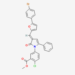 molecular formula C29H19BrClNO4 B15041783 methyl 5-[(3E)-3-{[5-(4-bromophenyl)furan-2-yl]methylidene}-2-oxo-5-phenyl-2,3-dihydro-1H-pyrrol-1-yl]-2-chlorobenzoate 