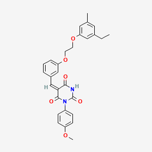 (5E)-5-{3-[2-(3-ethyl-5-methylphenoxy)ethoxy]benzylidene}-1-(4-methoxyphenyl)pyrimidine-2,4,6(1H,3H,5H)-trione