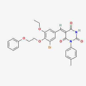 (5Z)-5-[3-bromo-5-ethoxy-4-(2-phenoxyethoxy)benzylidene]-1-(4-methylphenyl)pyrimidine-2,4,6(1H,3H,5H)-trione