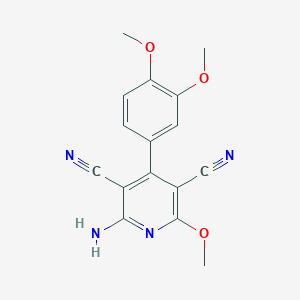 molecular formula C16H14N4O3 B15041876 2-Amino-4-(3,4-dimethoxyphenyl)-6-methoxypyridine-3,5-dicarbonitrile 