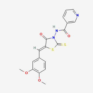 molecular formula C18H15N3O4S2 B15041877 N-[5-(3,4-Dimethoxy-benzylidene)-4-oxo-2-thioxo-thiazolidin-3-yl]-nicotinamide 