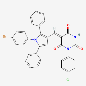 molecular formula C33H21BrClN3O3 B15041879 (5Z)-5-{[1-(4-bromophenyl)-2,5-diphenyl-1H-pyrrol-3-yl]methylidene}-1-(4-chlorophenyl)pyrimidine-2,4,6(1H,3H,5H)-trione 