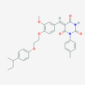 (5Z)-5-(4-{2-[4-(butan-2-yl)phenoxy]ethoxy}-3-methoxybenzylidene)-1-(4-methylphenyl)pyrimidine-2,4,6(1H,3H,5H)-trione