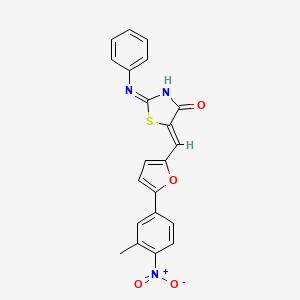 molecular formula C21H15N3O4S B15041960 (5Z)-5-{[5-(3-methyl-4-nitrophenyl)furan-2-yl]methylidene}-2-(phenylamino)-1,3-thiazol-4(5H)-one 