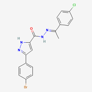 molecular formula C18H14BrClN4O B15041983 3-(4-bromophenyl)-N'-[(E)-1-(4-chlorophenyl)ethylidene]-1H-pyrazole-5-carbohydrazide 