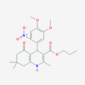 molecular formula C24H30N2O7 B15041994 Propyl 4-(4,5-dimethoxy-2-nitrophenyl)-2,7,7-trimethyl-5-oxo-1,4,5,6,7,8-hexahydroquinoline-3-carboxylate 