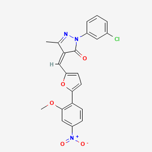 (4Z)-2-(3-chlorophenyl)-4-{[5-(2-methoxy-4-nitrophenyl)furan-2-yl]methylidene}-5-methyl-2,4-dihydro-3H-pyrazol-3-one