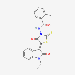 N-[(5Z)-5-(1-ethyl-2-oxo-1,2-dihydro-3H-indol-3-ylidene)-4-oxo-2-thioxo-1,3-thiazolidin-3-yl]-2-methylbenzamide