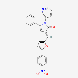 (3E)-3-{[5-(4-nitrophenyl)furan-2-yl]methylidene}-5-phenyl-1-(pyridin-3-yl)-1,3-dihydro-2H-pyrrol-2-one