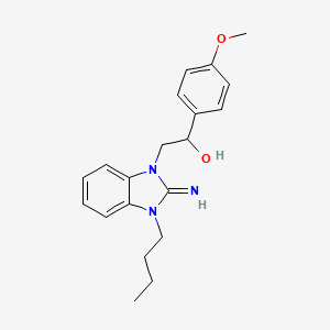 molecular formula C20H25N3O2 B15042021 2-(3-butyl-2-imino-2,3-dihydro-1H-benzimidazol-1-yl)-1-(4-methoxyphenyl)ethanol 