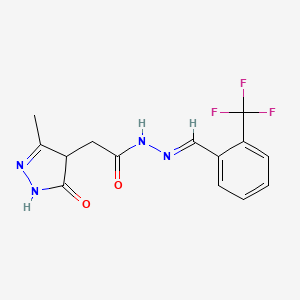 2-(3-hydroxy-5-methyl-4H-pyrazol-4-yl)-N'-{(E)-[2-(trifluoromethyl)phenyl]methylidene}acetohydrazide