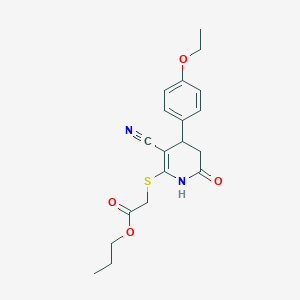 molecular formula C19H22N2O4S B15042049 Propyl {[3-cyano-4-(4-ethoxyphenyl)-6-hydroxy-4,5-dihydropyridin-2-yl]sulfanyl}acetate 