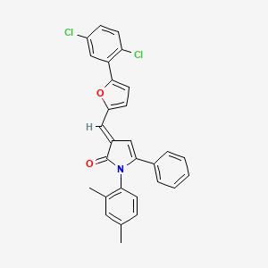 molecular formula C29H21Cl2NO2 B15042061 (3E)-3-{[5-(2,5-dichlorophenyl)furan-2-yl]methylidene}-1-(2,4-dimethylphenyl)-5-phenyl-1,3-dihydro-2H-pyrrol-2-one 