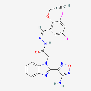 2-[2-(4-amino-1,2,5-oxadiazol-3-yl)-1H-benzimidazol-1-yl]-N'-{(Z)-[3,5-diiodo-2-(prop-2-yn-1-yloxy)phenyl]methylidene}acetohydrazide