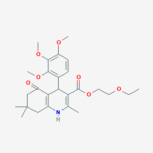 2-Ethoxyethyl 2,7,7-trimethyl-5-oxo-4-(2,3,4-trimethoxyphenyl)-1,4,5,6,7,8-hexahydroquinoline-3-carboxylate