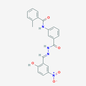 molecular formula C22H18N4O5 B15042138 N-(3-{[(2E)-2-(2-hydroxy-5-nitrobenzylidene)hydrazinyl]carbonyl}phenyl)-2-methylbenzamide 