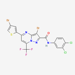 molecular formula C18H7Br2Cl2F3N4OS B15042186 3-bromo-5-(4-bromothiophen-2-yl)-N-(3,4-dichlorophenyl)-7-(trifluoromethyl)pyrazolo[1,5-a]pyrimidine-2-carboxamide 