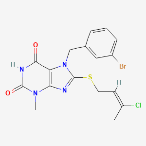 molecular formula C17H16BrClN4O2S B15042209 7-(3-bromobenzyl)-8-{[(2E)-3-chlorobut-2-en-1-yl]sulfanyl}-3-methyl-3,7-dihydro-1H-purine-2,6-dione 