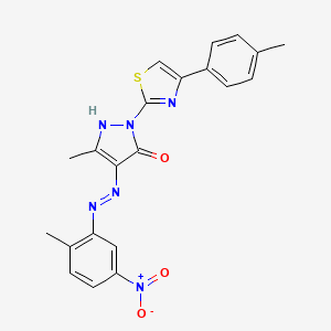 (4Z)-5-methyl-4-[2-(2-methyl-5-nitrophenyl)hydrazinylidene]-2-[4-(4-methylphenyl)-1,3-thiazol-2-yl]-2,4-dihydro-3H-pyrazol-3-one