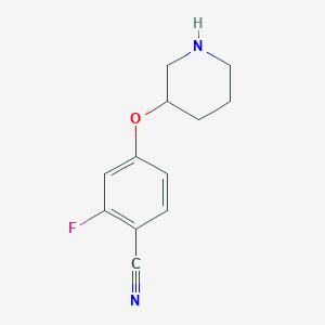 molecular formula C12H13FN2O B1504223 2-Fluoro-4-(piperidin-3-yloxy)benzonitrile CAS No. 1063734-68-8