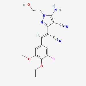 5-amino-3-[(Z)-1-cyano-2-(4-ethoxy-3-iodo-5-methoxyphenyl)ethenyl]-1-(2-hydroxyethyl)-1H-pyrazole-4-carbonitrile