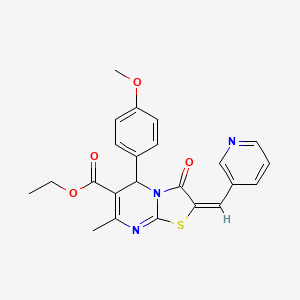 Ethyl (2E)-5-(4-methoxyphenyl)-7-methyl-3-oxo-2-(3-pyridinylmethylene)-2,3-dihydro-5H-[1,3]thiazolo[3,2-A]pyrimidine-6-carboxylate