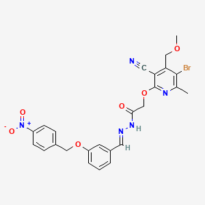 2-{[5-bromo-3-cyano-4-(methoxymethyl)-6-methylpyridin-2-yl]oxy}-N'-[(E)-{3-[(4-nitrobenzyl)oxy]phenyl}methylidene]acetohydrazide