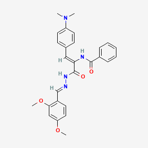 N-{(1Z)-3-[(2E)-2-(2,4-dimethoxybenzylidene)hydrazinyl]-1-[4-(dimethylamino)phenyl]-3-oxoprop-1-en-2-yl}benzamide