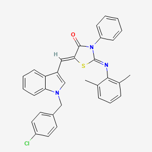 molecular formula C33H26ClN3OS B15042373 (2Z,5Z)-5-{[1-(4-chlorobenzyl)-1H-indol-3-yl]methylidene}-2-[(2,6-dimethylphenyl)imino]-3-phenyl-1,3-thiazolidin-4-one 