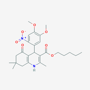 Pentyl 4-(4,5-dimethoxy-2-nitrophenyl)-2,7,7-trimethyl-5-oxo-1,4,5,6,7,8-hexahydroquinoline-3-carboxylate