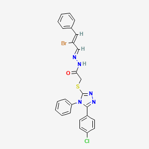 molecular formula C25H19BrClN5OS B15042416 N'-[(1E,2Z)-2-bromo-3-phenylprop-2-en-1-ylidene]-2-{[5-(4-chlorophenyl)-4-phenyl-4H-1,2,4-triazol-3-yl]sulfanyl}acetohydrazide 