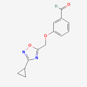 molecular formula C13H12N2O3 B1504244 3-((3-Cyclopropyl-1,2,4-oxadiazol-5-YL)methoxy)benzaldehyde CAS No. 1227685-54-2
