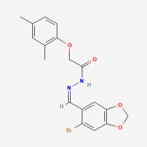 molecular formula C18H17BrN2O4 B15042480 N'-[(Z)-(6-bromo-1,3-benzodioxol-5-yl)methylidene]-2-(2,4-dimethylphenoxy)acetohydrazide 